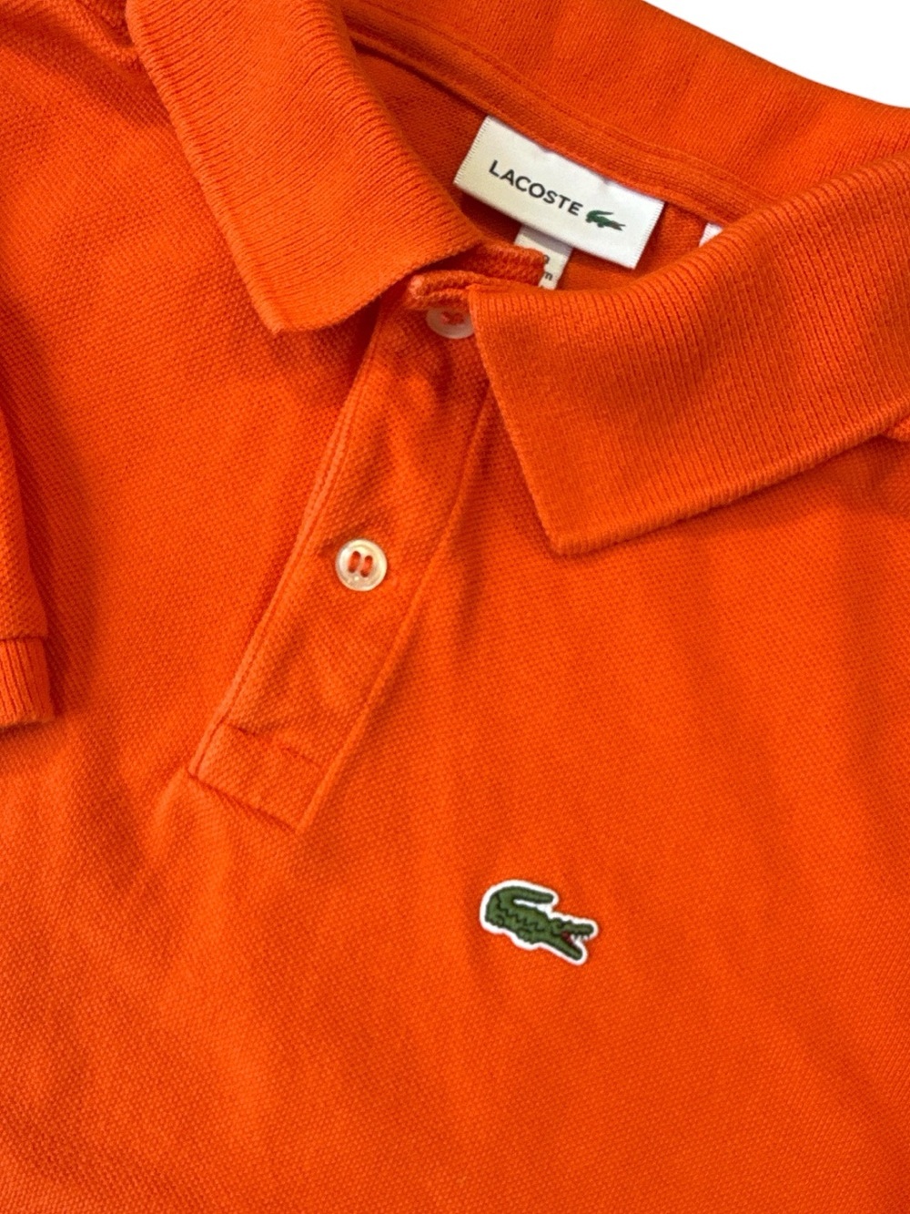 Lacoste Kids' Petit Piqué Polo Shirt Bright Sunrise Orange 100% Cotton Size 10